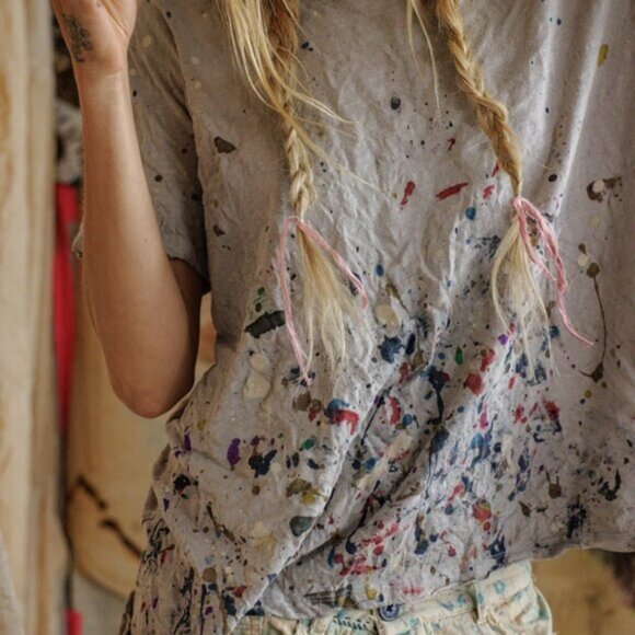 Magnolia Pearl Paint Splatter Tee OS NWT - Picture 2 of 6